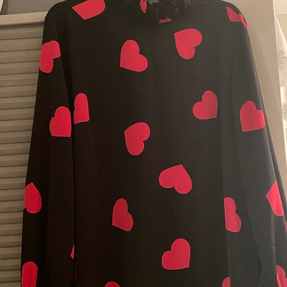 Studio Park x  Shawn Killinger  Women’s Woven Long Sleeve Black Heart Top  Large - Picture 2 of 10